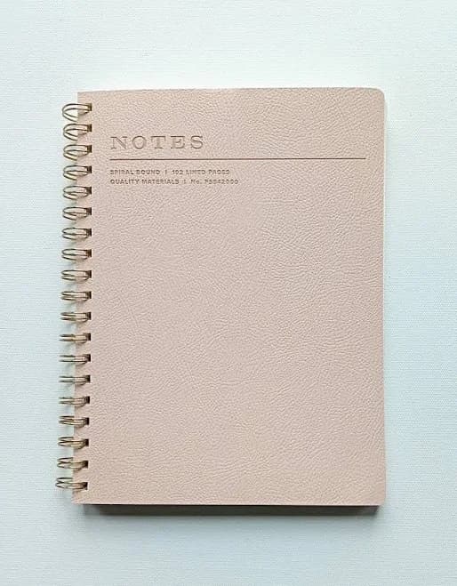 FRINGE STUDIO "Standard Notes Tan" Spiral Notebook | 9.75"x7.25" Faux Leather Journal | 192 Page College Ruled | Minimalist Work Gift