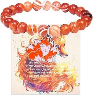 Fox Gifts Fox Charm Bracelet Agate Jewelry for Women Fox Granddaughter Daughter Niece Birthday Gifts