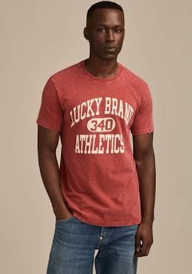 Lucky Brand Men's Athletics Flocked Logo Graphic T-Shirt