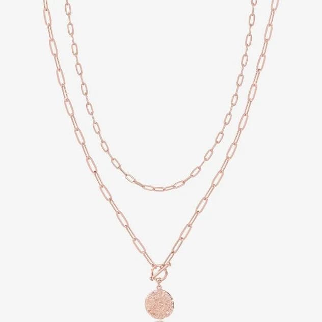 PAVOI Women's Layered Gold Paperclip Pendant Necklace