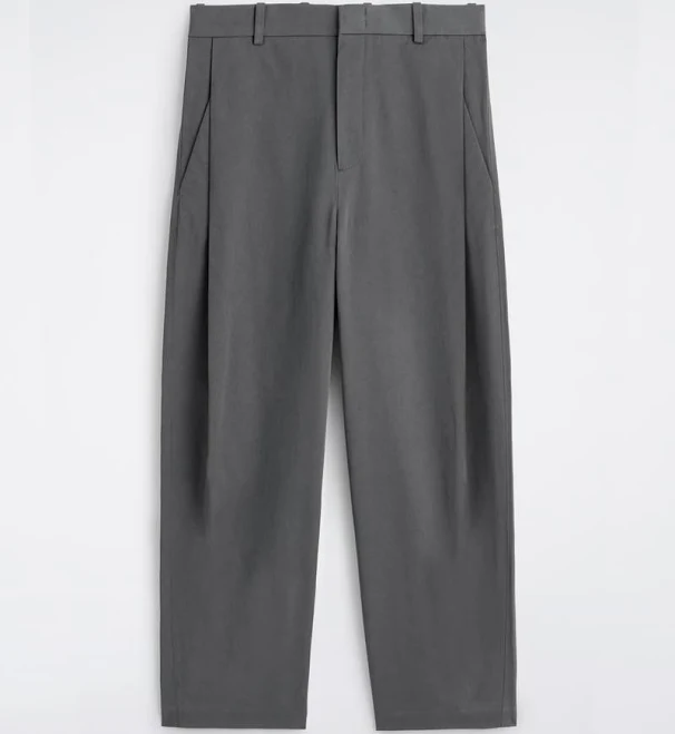 Cos Men's Wide-leg Pleated Cotton Pants