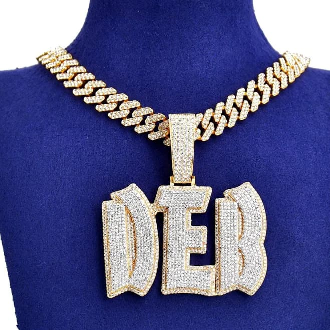Custom Name Pendant Necklace with Cuban Link Chain