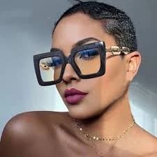 Women Eyeglasses Oversized Huge Square Gold Frame Plain Clear Eyewear Computer