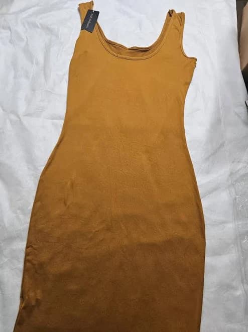 Basic Bodycon Tank Top Midi Dress Scoop Neck Soft Cotton Knit
