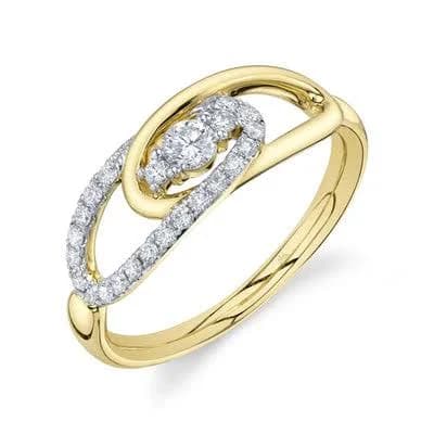 14K Yellow Gold 0.33 CTW Diamond Swirl Bypass Ring