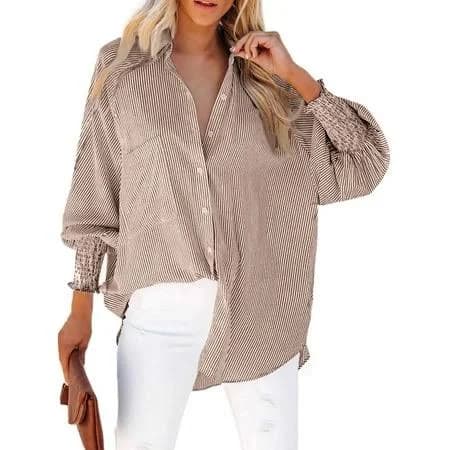 Women's Oversized Striped Button Down Shirt
