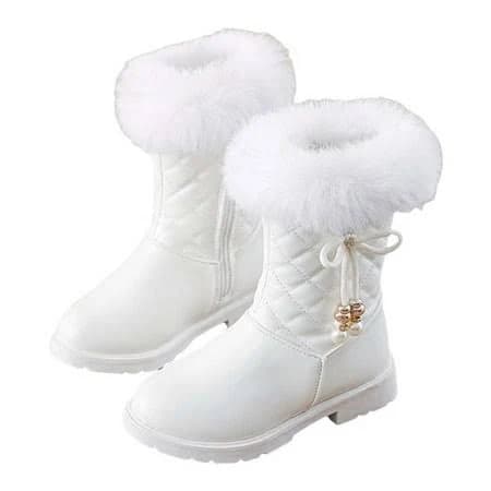 Haimao Girl's Faux Fur Lined Mid Calf Snow Boots