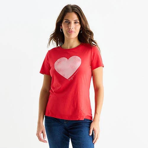 St. John's Bay Women's Crew Neck Short Sleeve Graphic T-Shirt