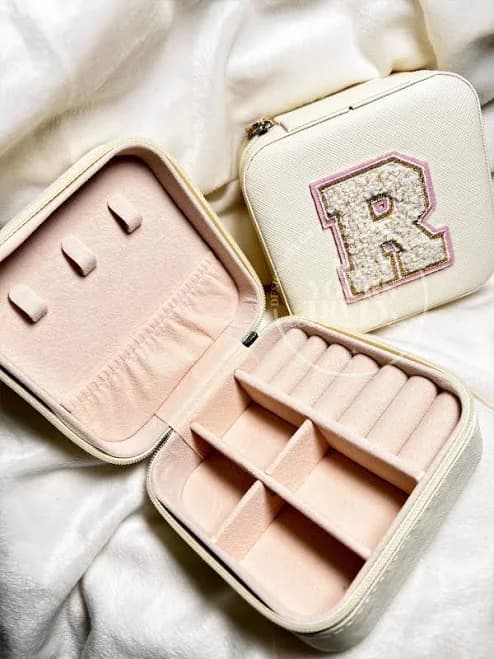 Personalized Chenille Letter Travel Jewelry Box