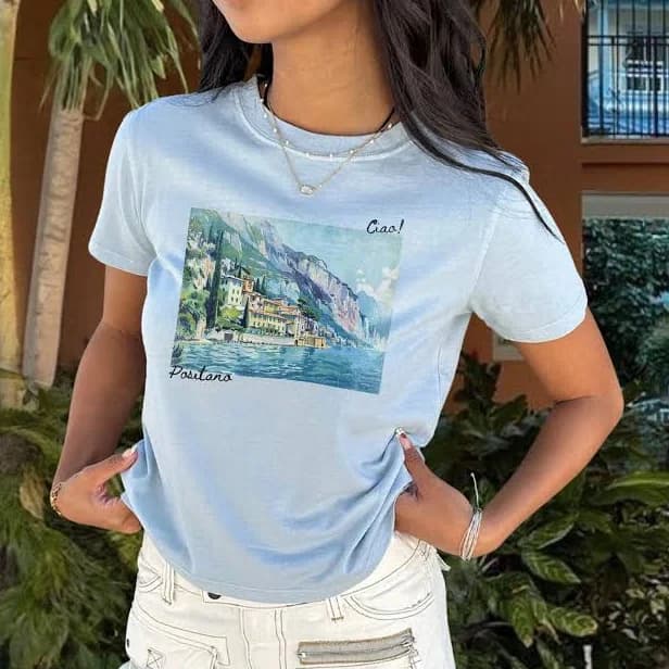 Vintage Y2K Positano Postcard Baby Tee