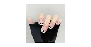Amazon.com: Valentine's Day Press on Nails Short- 24 Pcs French Tip Nails Square White Nail Tips Fake Nails Full Cover Nude Black Love Acrylic False Nails with Glossy Artificial Nails for Women