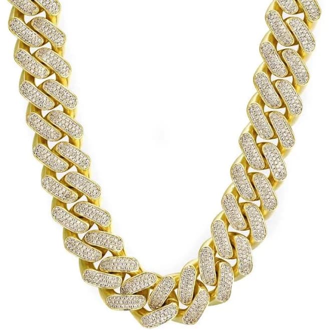 14K Gold Iced Cuban Chain with Gems