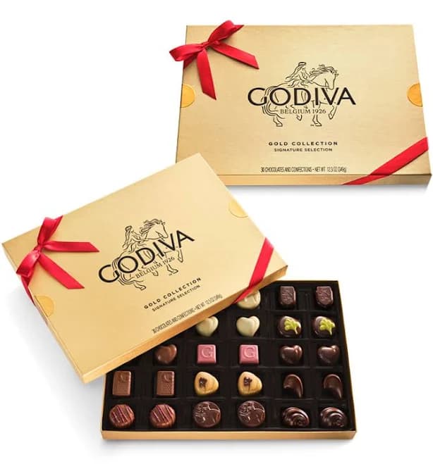 Assorted Chocolate Gold Gift Box, Red Ribbon, 30pc, Set of 2