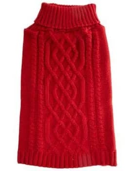 Red Cable Knit Dog Sweater - Medium