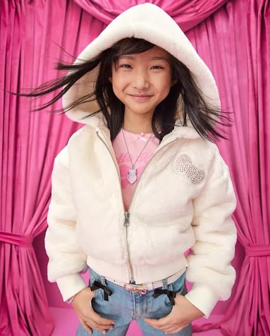 The Children's Place Girls Hello Kitty Applique Faux Fur Zip Up Hoodie