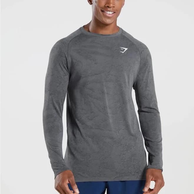 Gymshark Shirts | Gymshark Geo Seamless Long Sleeve T-Shirt | Color: Gray | Size: Xl | Egqjr98's Closet