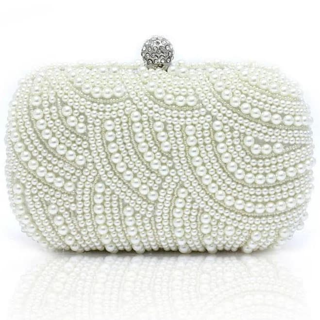 Handmade Pearl Rhinestone Clutch Bag