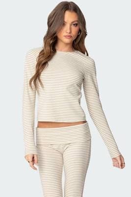 Edikted Women's Kaeli Stripey Long Sleeve T Shirt