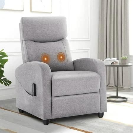 Modern Fabric Recliner Chair with Padded Seat and Massage Backrest