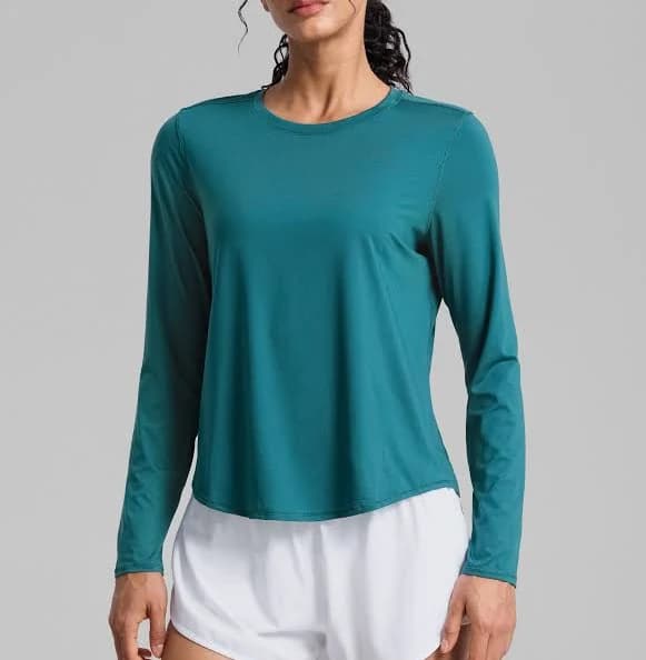 Lightweight Long Sleeve Workout Shirts for Women Gym Running Fall Tshirts High Neck Athletic Training Tops