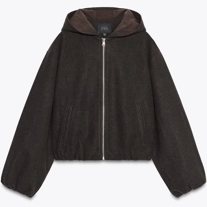 Zara Women's Hooded Jacket with Elastic Hem