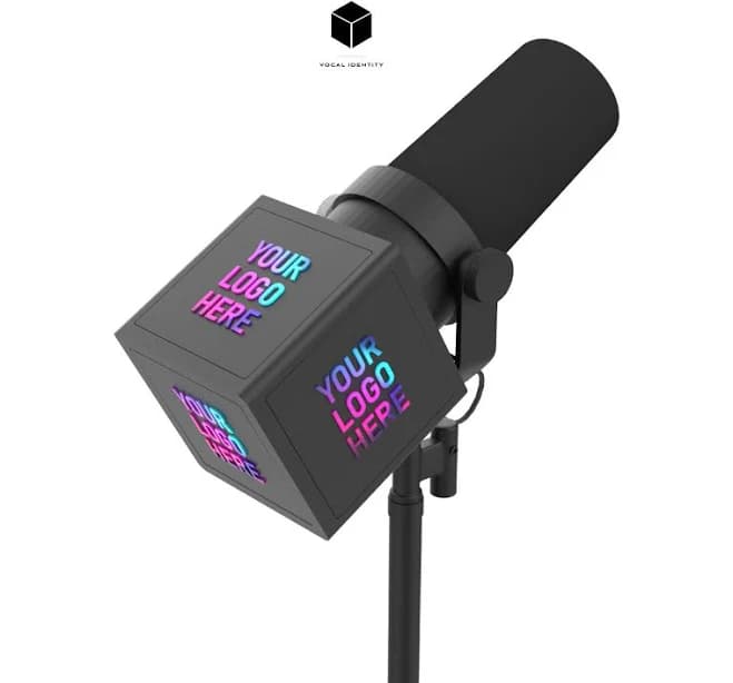 Custom Mic Flag with Magnetic Logo Tiles | Full Color UV Printed Podcast Microphone