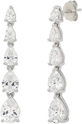 Sterling Silver Lab Created White Sapphire Drop Earrings