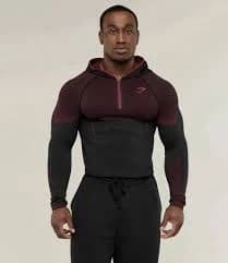 Gymshark Onyx 5.0 Seamless Hoodie - Black/Carmine Red - Medium