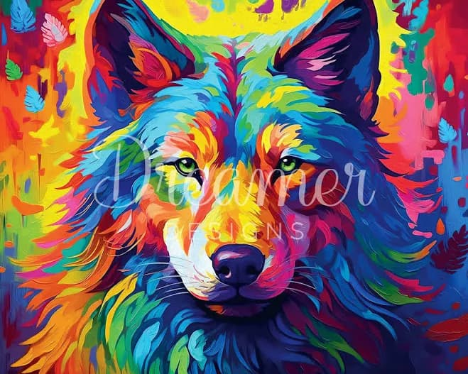 Living Color Wolf Round Diamond Paint Kit