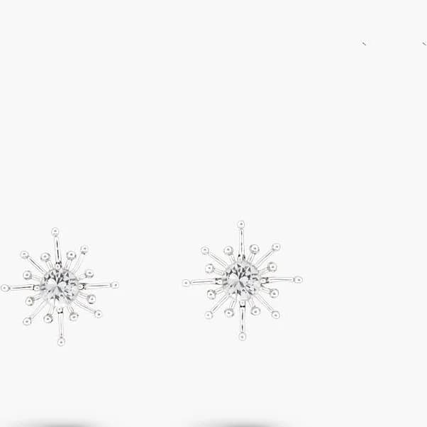 Amare Wear 925 Sterling Silver White Topaz Starburst Stud Earring