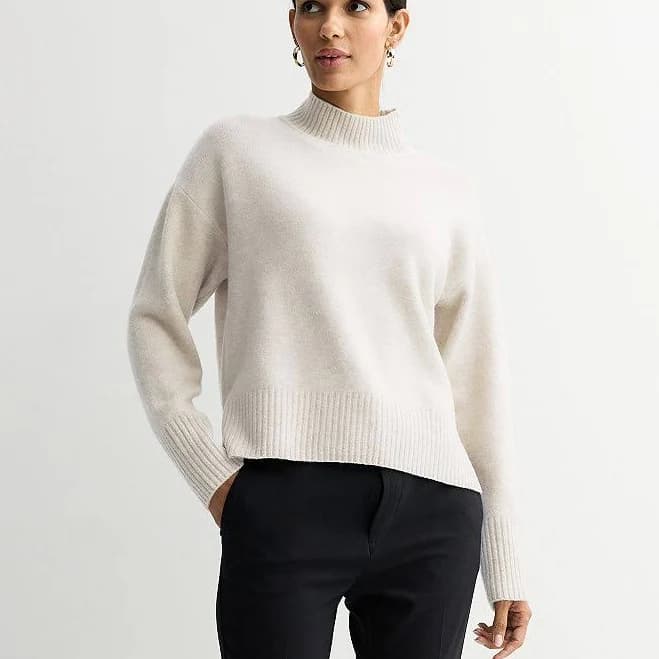 Women's Nine West Midweight Mockneck Pullover Sweater, Size: XL, White Knight