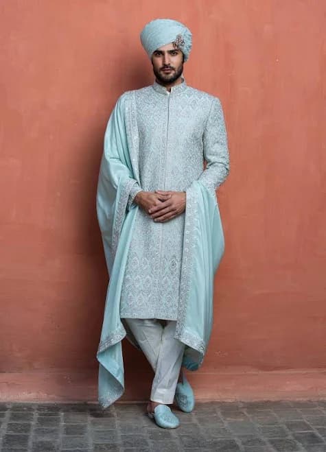 Nitika Gujral Men's Embroidered Achkan Set