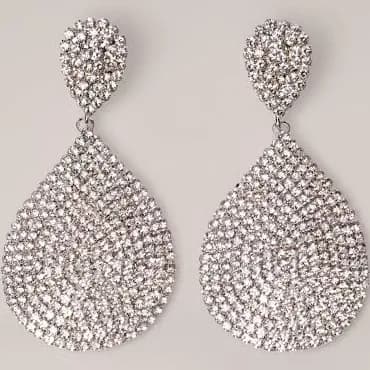JLUXLABEL Alexis Paved Silver Dangle Earrings
