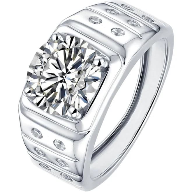 Rachel Glauber Men's Large Clear Cubic Zirconia Adjustable Band Ring