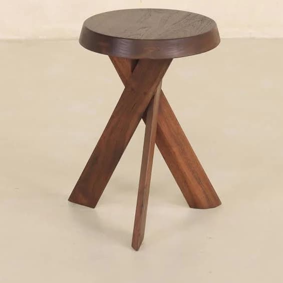 Helix Tripod Teak Stool