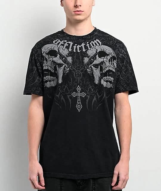 Affliction Men's Cotton Collapse T-Shirt with Buckle