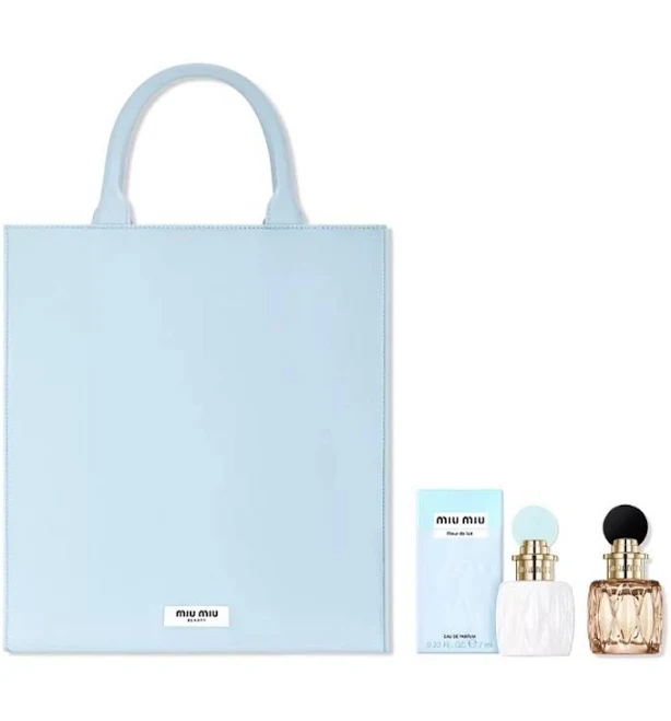 MIU MIU Light Blue Tote Bag And Mini Perfumes - New Beauty