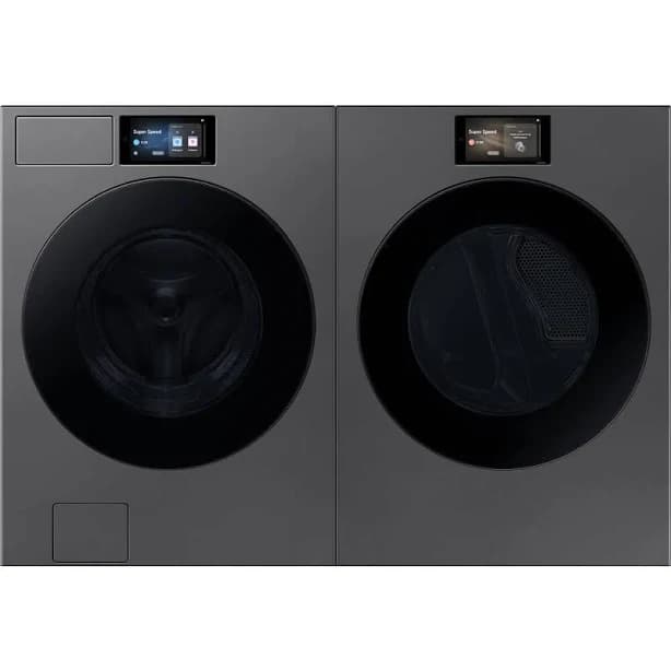 Samsung Dark Steel Front Load AI Smart 5.3 Cu. Ft. Washer/7.6 Cu. Ft. Electric Dryer Laundry Pair