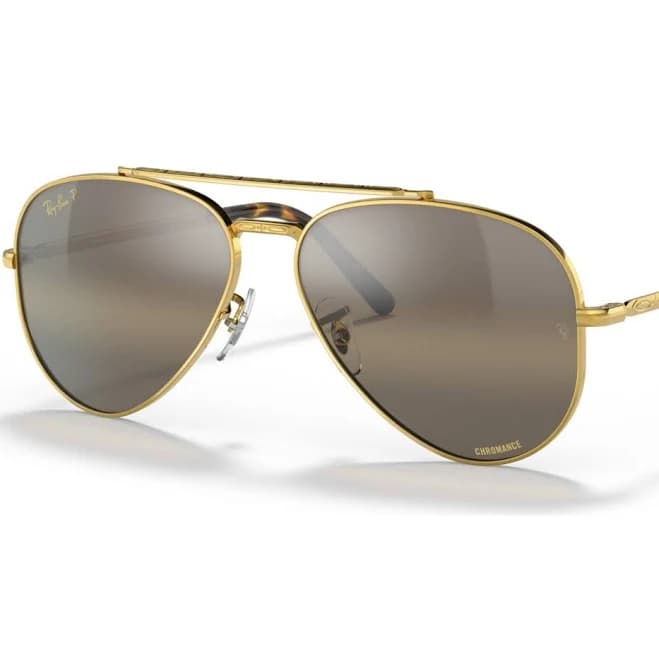 Ray-Ban Unisex Polarized Sunglasses, RB3625 New Aviator - Gold-Tone/Brown