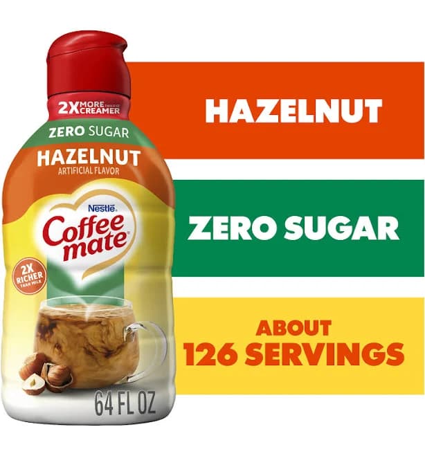 Coffee Mate Zero Sugar Hazelnut Flavored Coffee Creamer