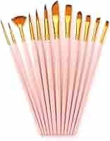 Amazon.com: The Multi-Purpose Brushes Painting Brush Set, 12 Packs Nylon Brush Head, for Oil and Watercolor, Art Painting (Color : Pink)