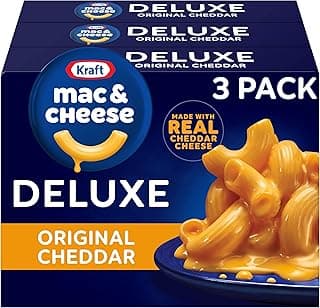 Kraft Deluxe Mac and Cheese, 3 Boxes, for Easy Dinner or Dinner Sides, Original Cheddar Flavor, No Artificial Flavors or Dyes, 14 oz