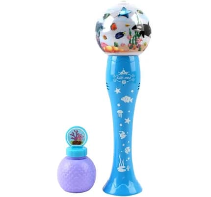 Vokodo Bubble Blower Ocean Theme Wand Blows Hundreds Per Minute with Light Music Includes Soap Solution Battery Operated Blaster Gun Kids Party