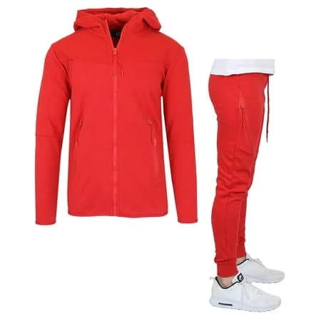 Galaxy by Harvic Men's Slim Fitting Tech Fleece Hoodie & Jogger Set