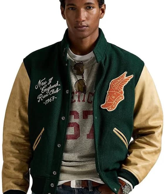 Polo Ralph Lauren Logo-patch Leather-sleeve Varsity Men jacket