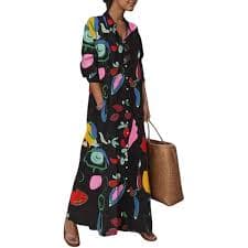 Women Elegant Button Down Maxi Dress Casual Boho Floral V Neck Short Sleeve Shirt Dress Summer Plus Size Long Dress at Amazon Women's Clothing store