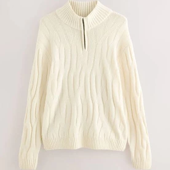 Next Ecru Men's Regular Fit Lambswool Jumper