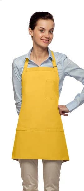 Three Pocket Bib Apron with Pencil Pocket-Yellow