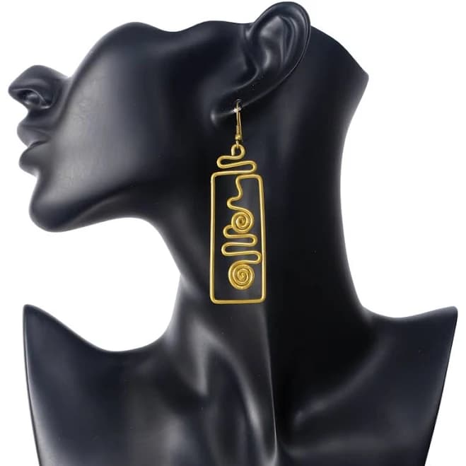 Geometric Rectangle Spiral Wire Earrings