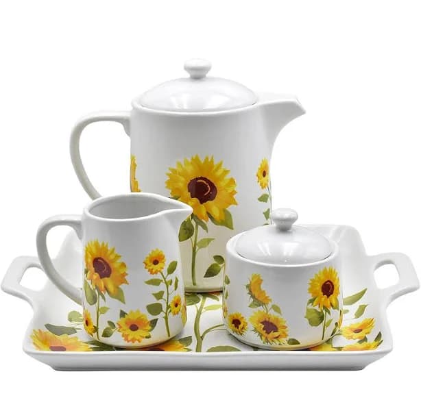 Temp-tations 4-Piece Tea Set with Square Tray